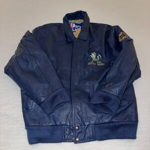 Pro Player Notre‎ Dame Fighting Irish Leather Bomber Jacket Mens XL vtg